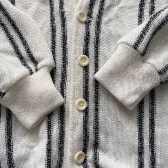 VINTAGE 80s IZOD Lacoste Alligator Striped Indie Grandpa Cardigan Sweater Large - Picture 4 of 9